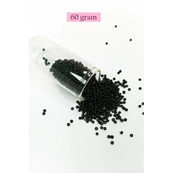 Dökme Cam Kum Boncuk (11/0) 2 mm - 60 Gram -  Siyah - BNC045