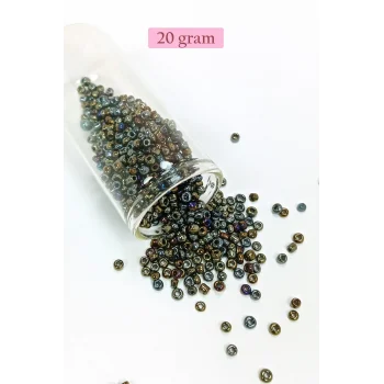 Dökme Cam Kum Boncuk (8/0) 3 mm - 20 Gram - Alacalı Renk - BNC151