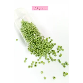 Dökme Cam Kum Boncuk (8/0) 3 mm - 20 Gram - Çimen Yeşili - BNC152