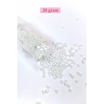Dökme Cam Kum Boncuk (8/0) 3 mm - 20 Gram - İnci Beyaz - BNC145