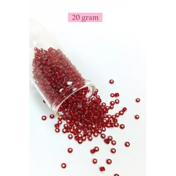 Dökme Cam Kum Boncuk (8/0) 3 mm - 20 Gram - Koyu Kırmızı - BNC183