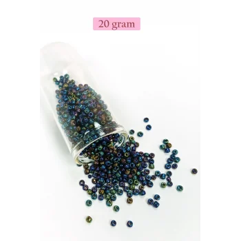 Dökme Cam Kum Boncuk (8/0) 3 mm - 20 Gram - Lacivert Yeşil - BNC169