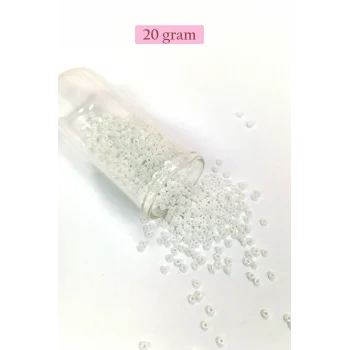 Dökme Cam Kum Boncuk (8/0) 3 mm - 20 Gram - Parlak Beyaz - BNC153