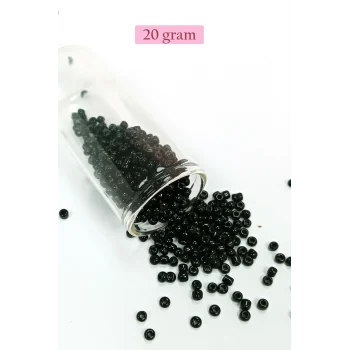 Dökme Cam Kum Boncuk (8/0) 3 mm - 20 Gram - Parlak Siyah - BNC170