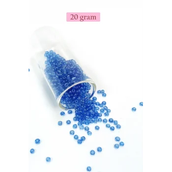 Dökme Cam Kum Boncuk (8/0) 3 mm - 20 Gram - Şeffaf Açık Mavi - BNC163