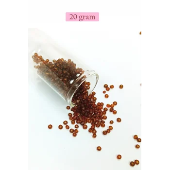 Dökme Cam Kum Boncuk (8/0) 3 mm - 20 Gram - Şeffaf Koyu Kahve - BNC159