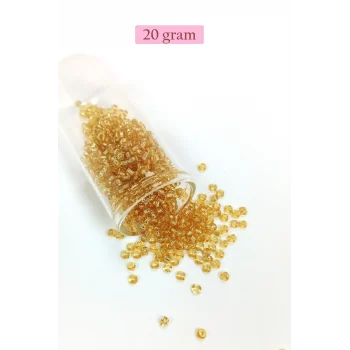 Dökme Cam Kum Boncuk (8/0) 3 mm - 20 Gram - Şeffaf Koyu Sarı - BNC176