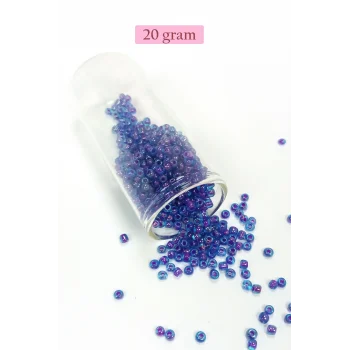 Dökme Cam Kum Boncuk (8/0) 3 mm - 20 Gram - Şeffaf Mavi - BNC149
