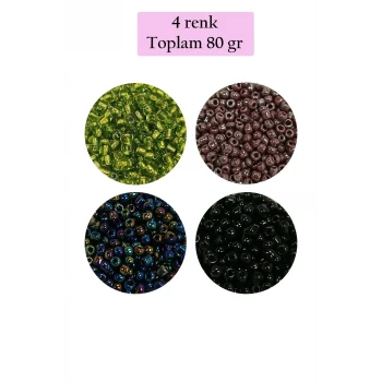 Dökme Cam Kum Boncuk (8/0) 3 mm - 4 Renk - Toplam 80 Gram - BNC422