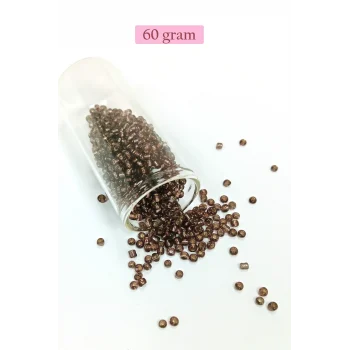 Dökme Cam Kum Boncuk (8/0) 3 mm - 60 Gram - Şefaff Alacalı Kahve - BNC213
