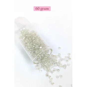Dökme Cam Kum Boncuk (8/0) 3 mm - 60 Gram - Şeffaf Gümüş - BNC201