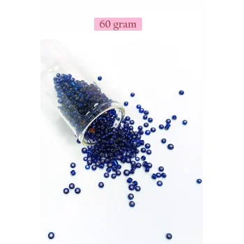 Dökme Cam Kum Boncuk (8/0) 3 mm - 60 Gram - Şeffaf Lacivert - BNC207