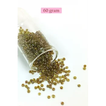 Dökme Cam Kum Boncuk (8/0) 3 mm - 60 Gram - Yeşil Siyah - BNC223