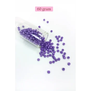 Dökme Cam Kum Boncuk Büyük Boy (6/0) 4 mm - 60 Gram - Mor - BNC116