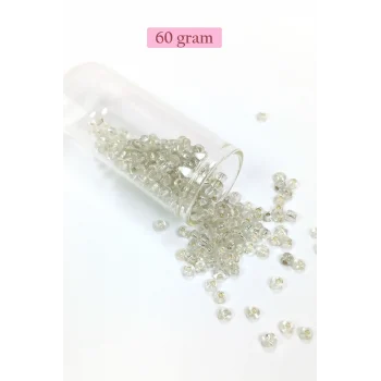 Dökme Cam Kum Boncuk Büyük Boy (6/0) 4 mm - 60 Gram - Şeffaf - BNC122