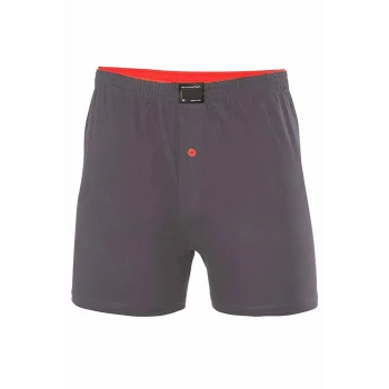 Düğmeli Pamuklu Erkek Penye Boxer Füme - 1146A