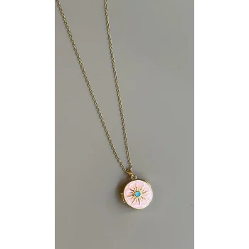 Kapaklı Güneş Kolye - Pembe
