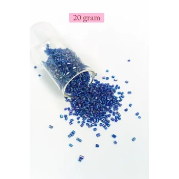 Kesme Cam Boncuk 2mm - 20 Gram - Koyu Mavi -BNC344