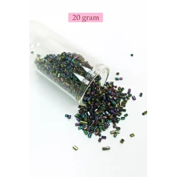 Kesme Cam Boncuk 2mm - 20 Gram - Parlak Alacalı -BNC304