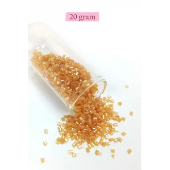Kesme Cam Boncuk 2mm - 20 Gram - Şeffaf Altın -BNC318