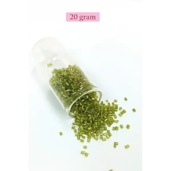 Kesme Cam Boncuk 2mm - 20 Gram - Şeffaf Çimen Yeşili -BNC345