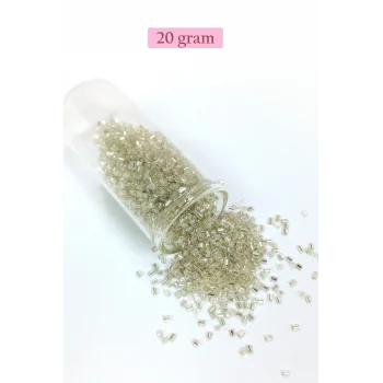 Kesme Cam Boncuk 2mm - 20 Gram - Şeffaf Gümüş -BNC330