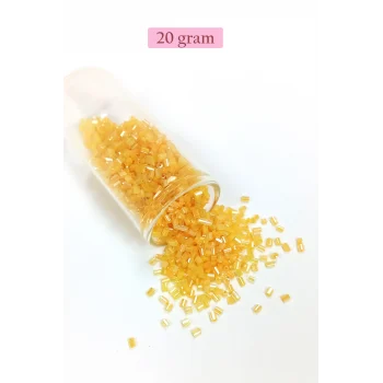 Kesme Cam Boncuk 2mm - 20 Gram - Şeffaf Koyu Sarı -BNC313