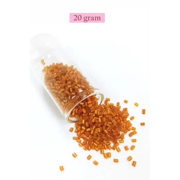 Kesme Cam Boncuk 2mm - 20 Gram - Şeffaf Koyu Turuncu -BNC327