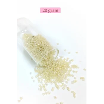 Kesme Cam Boncuk 2mm - 20 Gram - Şeffaf Krem -BNC339