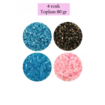 Kesme Cam Boncuk 2mm - 4 Renk - Toplam 80 Gram - BNC446