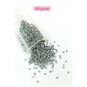 Kesme Cam Boncuk 2mm - 60 Gram - Mat Gümüş - BNC381