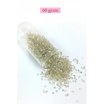 Kesme Cam Boncuk 2mm - 60 Gram - Şeffaf Gümüş - BNC378