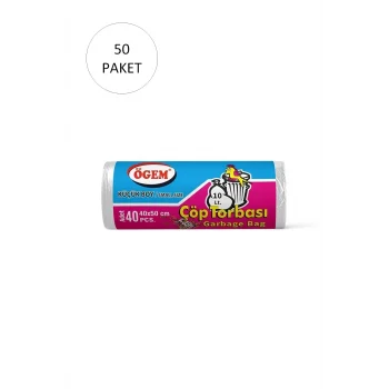 Küçük Boy Çöp Torbası 40 x 50 cm 40 Lı Rulo x 50 Paket = 2.000 Adet (Şeffaf)