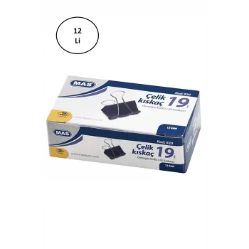 Mas Omega Çelik Kıskaç Siyah 19 mm 12li
