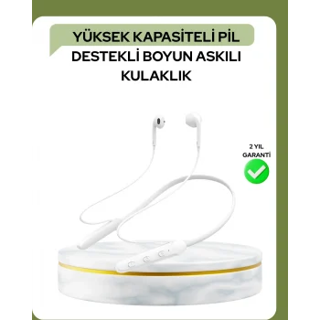 Mey İthalat® 100 Saat Pil Ömrü Boyun Askılı Bluetooth Kablosuz Kulaklık