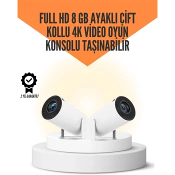 Mey İthalat® 10.000 Oyun Destekli, Çift Kollu 4K Projeksiyon – HDMI, USB, AUX, Ethernet Yok