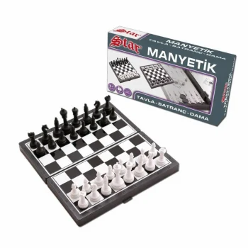 Mey İthalat® 1050170 Manyetik Satranç-Tavla 2si 1 Arada -okey