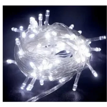 Mey İthalat® 10m 100 Led Boncuk Lamba Beyaz Işık Şeffaf Kablo