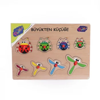 Mey İthalat® 131-132 ONY Ahşap Tutmalı Puzzle Büyükten Küçüğe -Onyıl