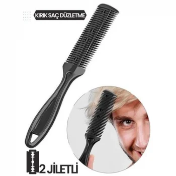 Mey İthalat® 2 Jiletli Kırık Saç Sakal Düzletme İnceltme Tarağı 716861