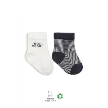 Mey İthalat®   2Li Big Heart Penye Soket Çorap 10117 Antrasit