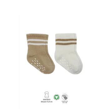 Mey İthalat®   2Li Çemberli Kaymaz Soket Çorap 10125 Bej-Ekru