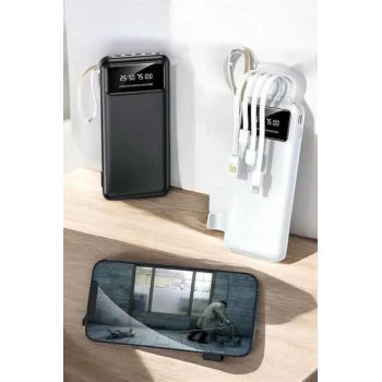 Mey İthalat® 20.000 Mah Led Işıklı LCD Ekran USB Girişli Type-C Lightning Powerbank