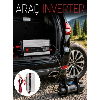 Mey İthalat® 2000W Araç İnverter Aküden Güç Dönüştürücü Elektrik Üreten Taşınabilir