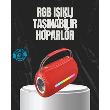 Mey İthalat® 20W Güçlü Ses Çift Sürücülü RGB LED Işıklı Bluetooth 5.3 Hoparlör