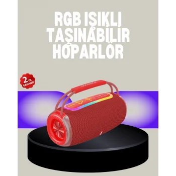 Mey İthalat® 20W Kablosuz Bluetooth Hoparlör RGB Işık Efektli USB/SD/AUX Destekli