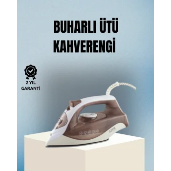 Mey İthalat® 2200 Watt Buharlı Ütü Kahverengi Seramik Taban Şok Buharlı