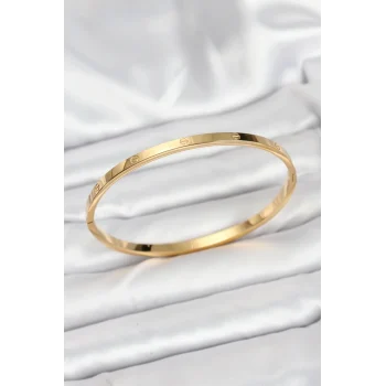 Mey İthalat® 316L Çelik Gold Renk 65 mm İnce Kadın Kelepçe Bileklik