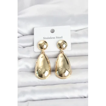 Mey İthalat® 316L Çelik Gold Renk Damla Model Kadın Küpe