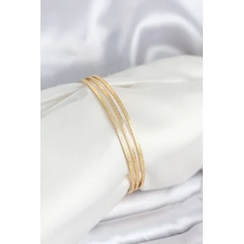 Mey İthalat® 316L Çelik Gold Renk Simli Model Ajda 65 mm Kadın Bileklik